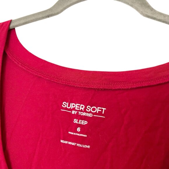 Torrid Super Soft Red Crew Long Sleeve Sleep Shirt What Fun Christmas Lights 6X - Picture 6 of 7